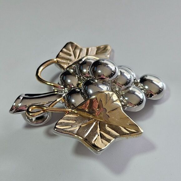 MJ silver and gold tone grape cluster brooch - Picture 10 of 11